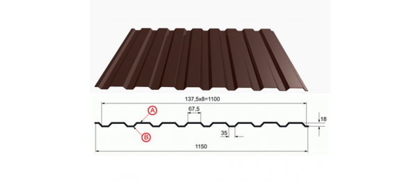 Профнастил коричневый оцинкованный  RAL 8017 С-20 купить недорого в Егорьевске