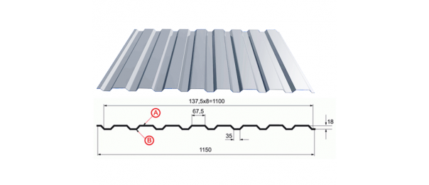 Профнастил оцинкованный С-20 1100x3000 купить недорого в Егорьевске